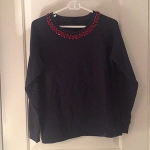 J.Crew Navy embellished crew neck sweatshirt